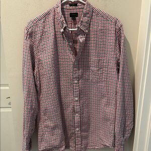 J. Crew Red and Blue Casual Seersucker Button Down Shirt size Medium